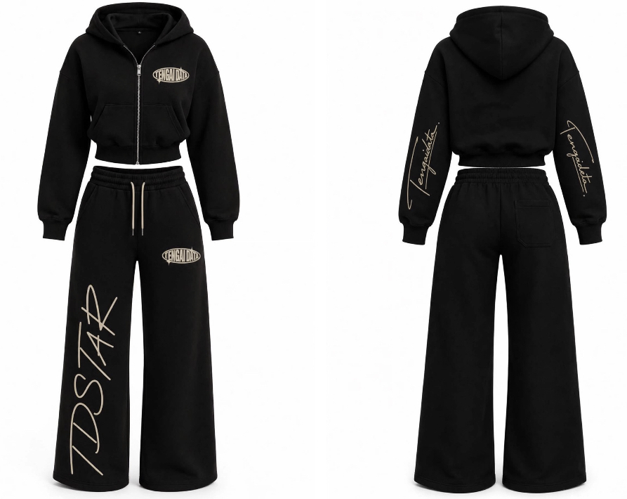Female Cotton Tracksuit — Black