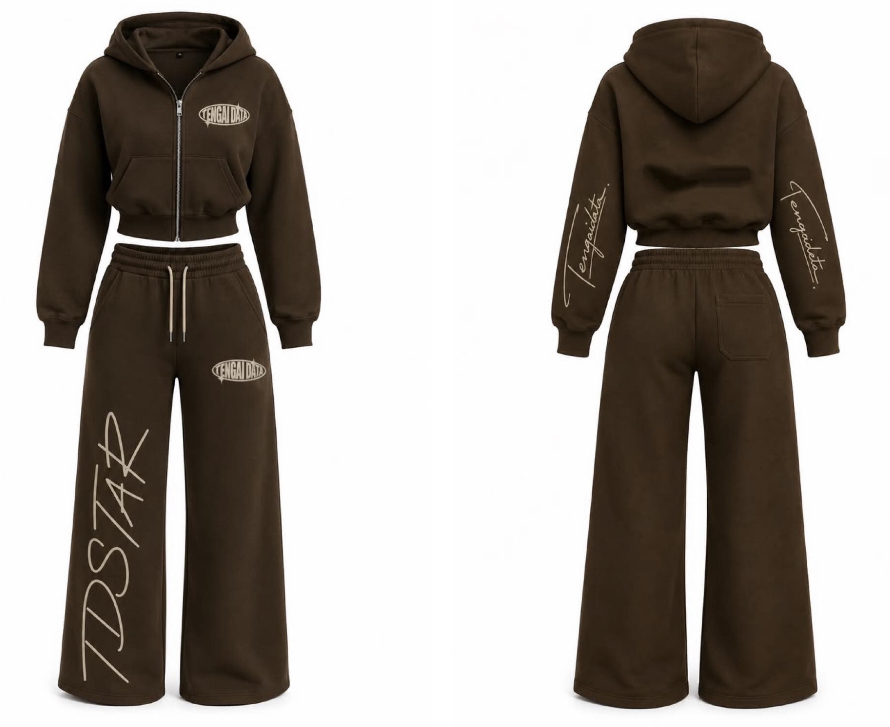 Female Cotton Tracksuit — Brown